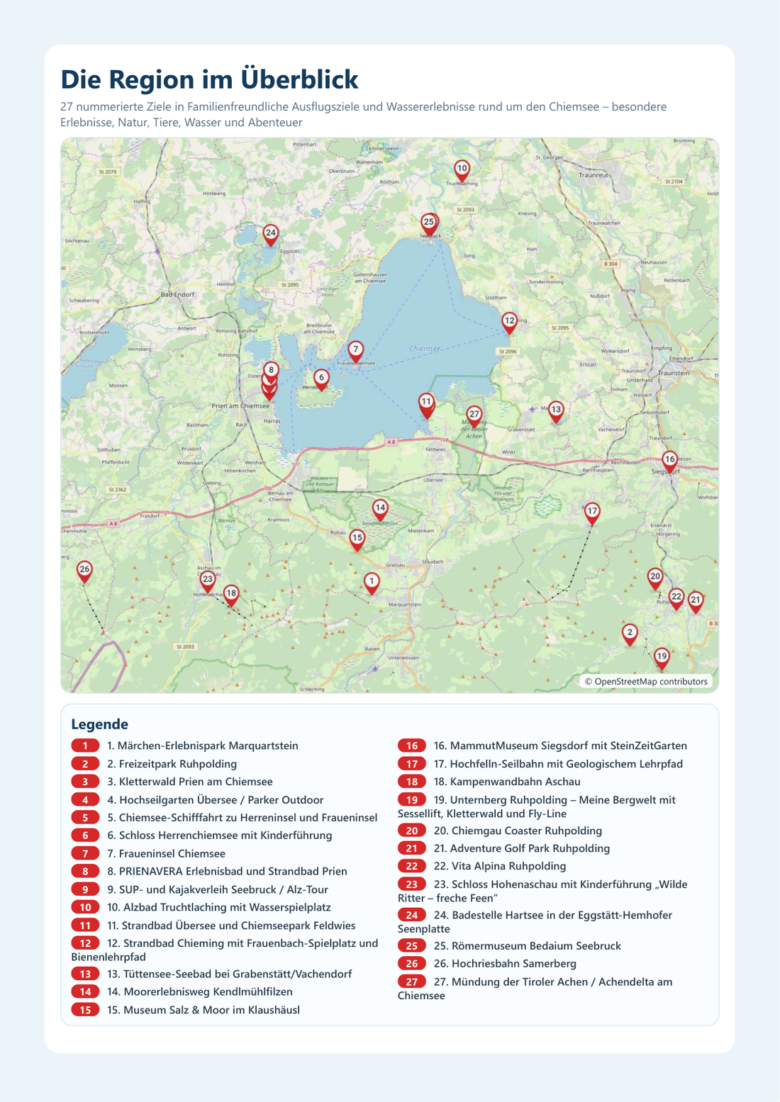 Kartenübersicht aus dem PDF-Guide Chiemsee mit Kindern